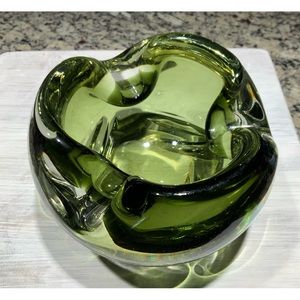 Vintage MCM Emerald Green Ashtray/Trinket/Bowl